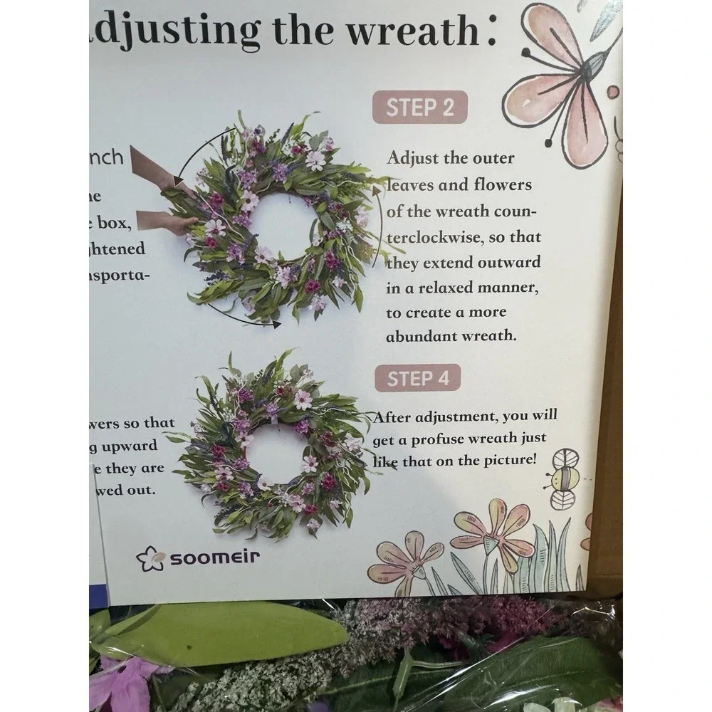 Soomeir Summer Spring Daisy Front Door Wreath 24